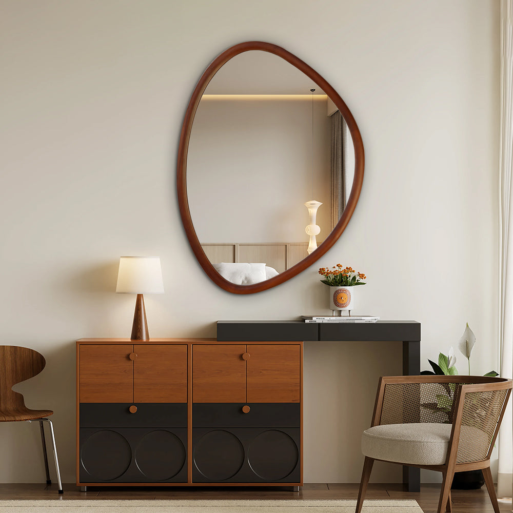 The Drift Organic Wood Mirror — Walnut