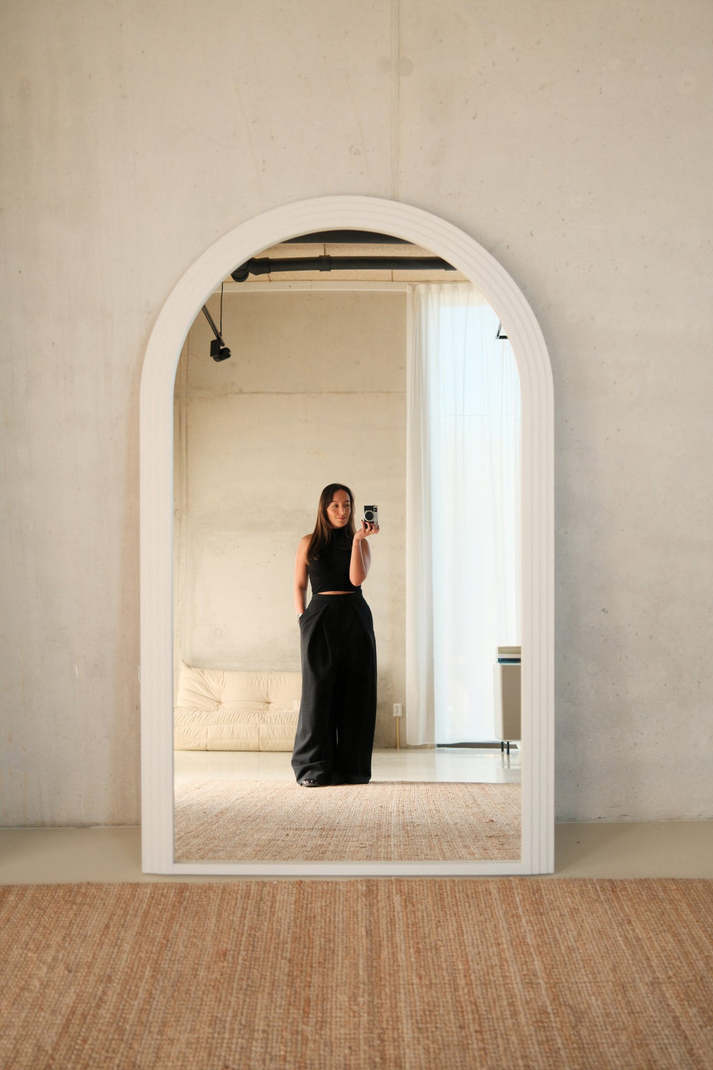 The Novi Stone Arch Mirror — Beige