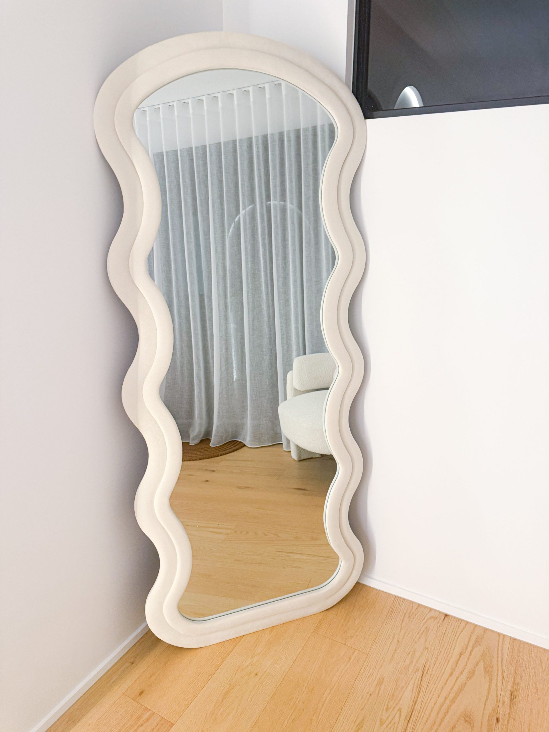 The Darcy Fabric Floor Mirror — White