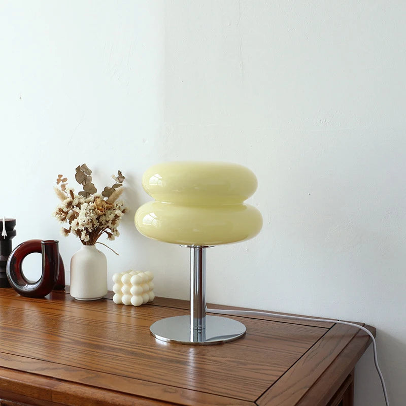 CENSEE Macaron Glass Table Lamp With LED Bulb Trichromatic Dimming 28cm Height Silver