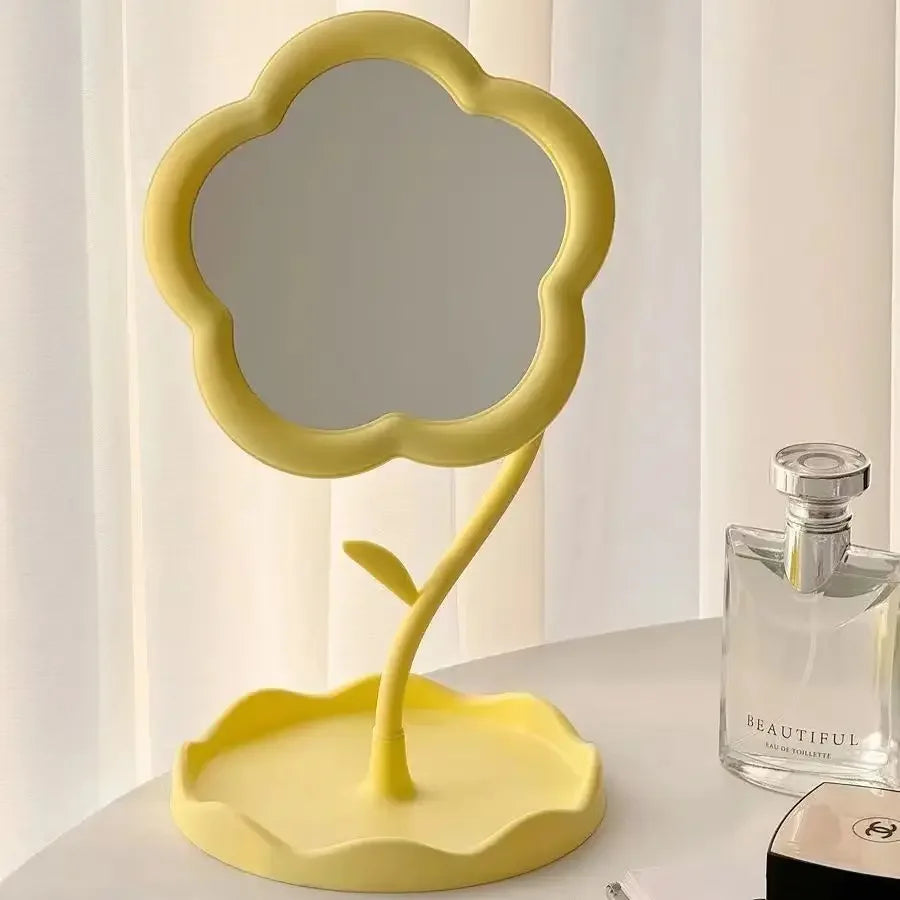 Round Desktop Vanity Mirror Creative Dorm Room Decor Plastic Makeup Mirror