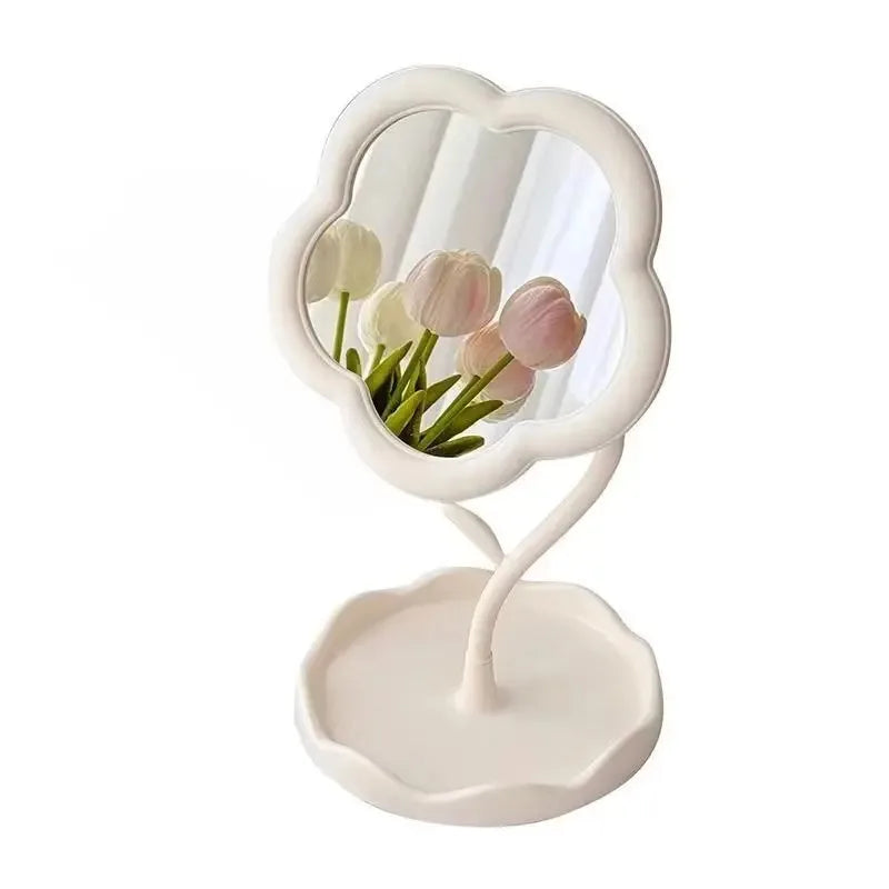 Round Desktop Vanity Mirror Creative Dorm Room Decor Plastic Makeup Mirror