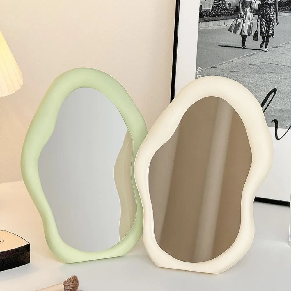 Cloud-Shaped Makeup Mirror Irregular Cream Style Standing Dresser French Home Decor