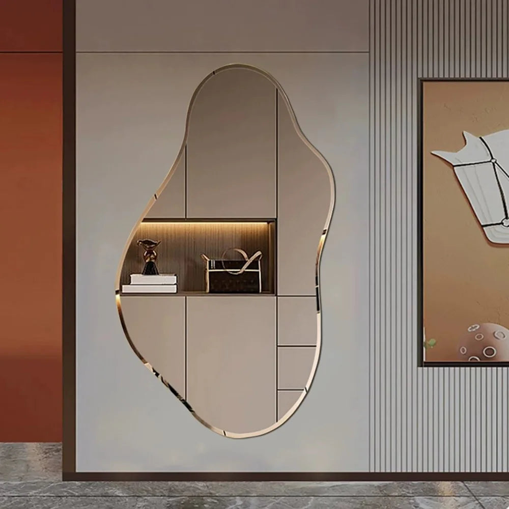 Nordic Irregular Wall Mirror for Bathroom Bedroom Vanity Glass Decor
