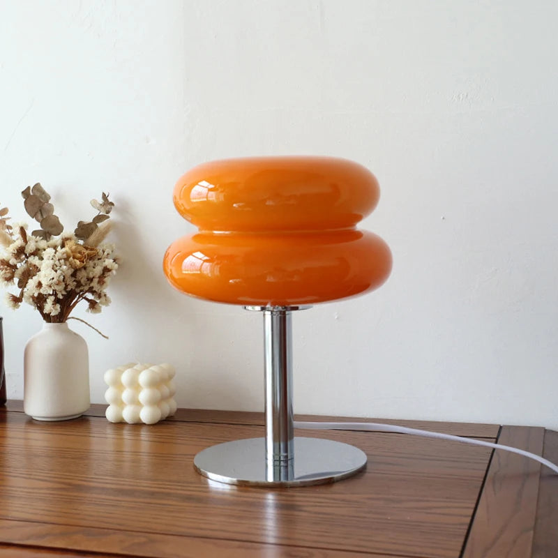 CENSEE Macaron Glass Table Lamp With LED Bulb Trichromatic Dimming 28cm Height Silver