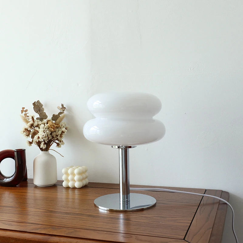 CENSEE Macaron Glass Table Lamp With LED Bulb Trichromatic Dimming 28cm Height Silver