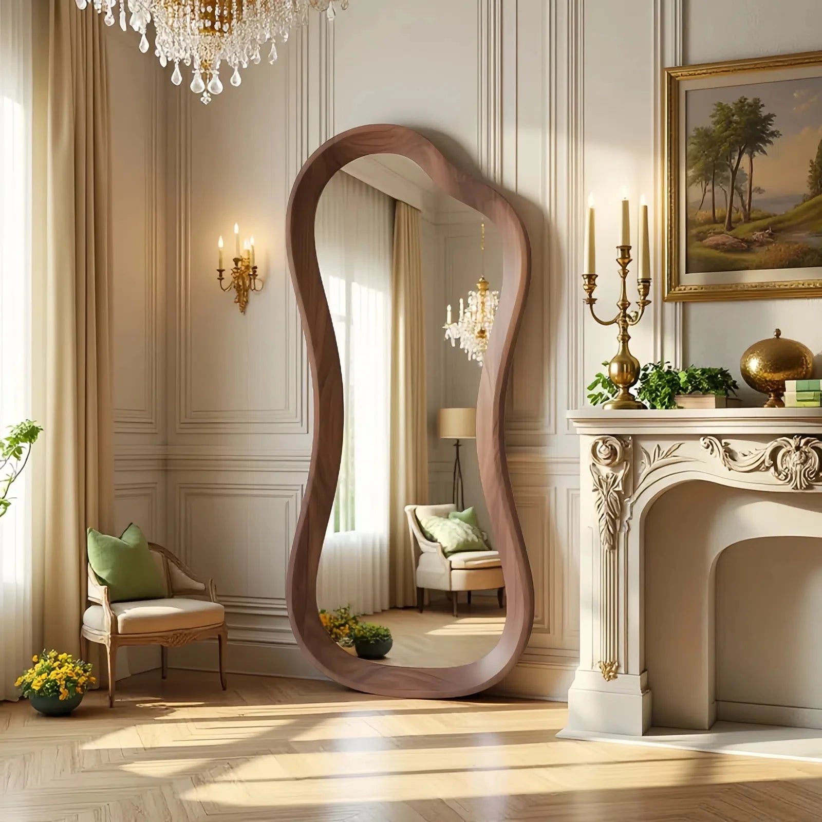 Vintage Full-Length Floor Mirror Framed Glass Standing Bedroom Living Room Decor