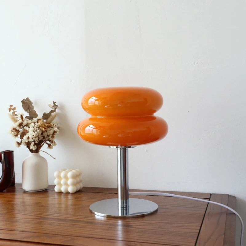 CENSEE Macaron Glass Table Lamp With LED Bulb Trichromatic Dimming 28cm Height Silver