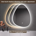 Water Drop Shape LED Bathroom Mirror Touch Screen Backlit Anti-Fog Wall-Mounted 50x70cm