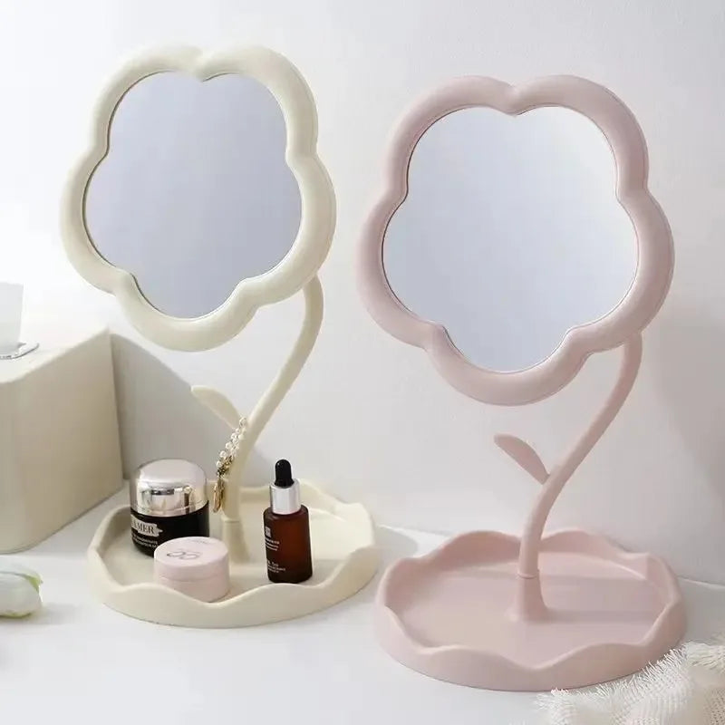 Round Desktop Vanity Mirror Creative Dorm Room Decor Plastic Makeup Mirror