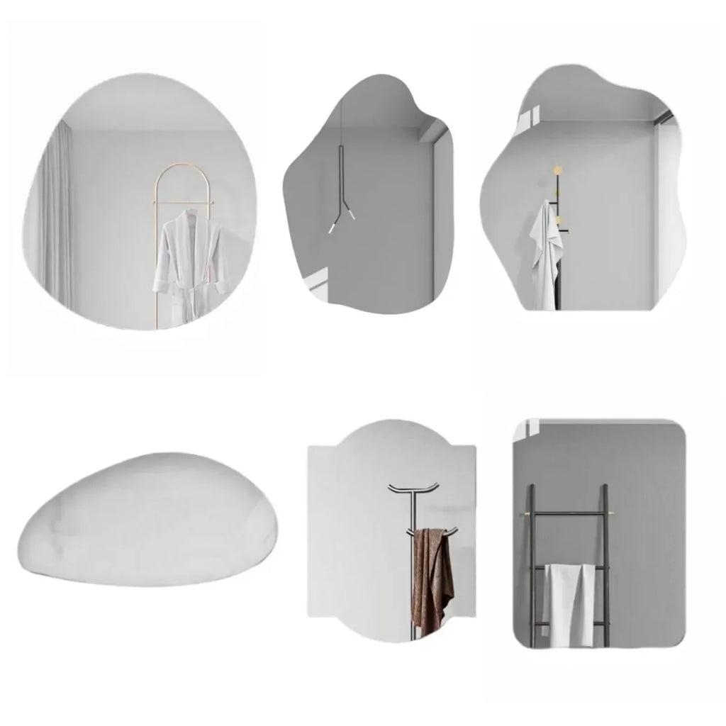 Irregular Frameless Wall Mirror for Bedroom Living Room Decor Silver