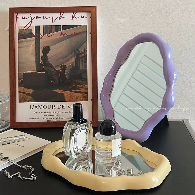 Irregular Wave Desktop Makeup Mirror Decorative Vanity Cosmetic Home Decor