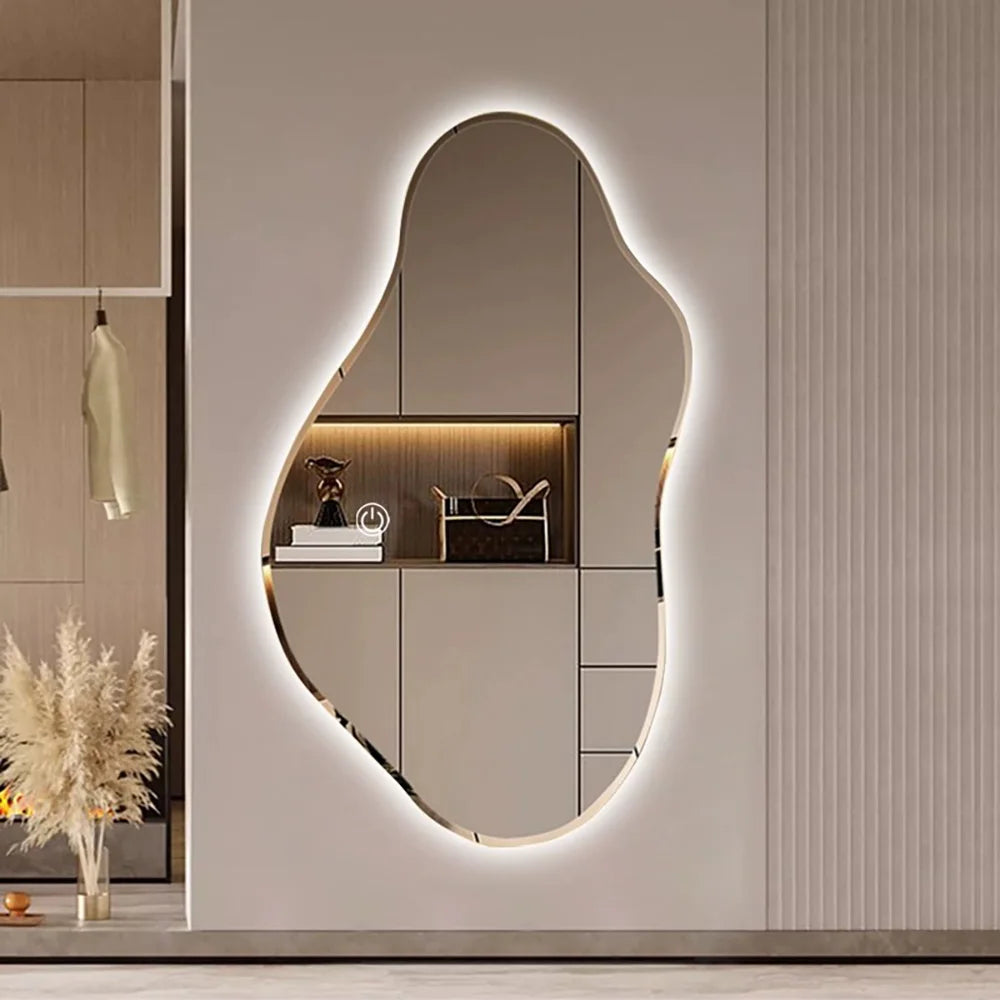 Nordic Irregular Wall Mirror for Bathroom Bedroom Vanity Glass Decor