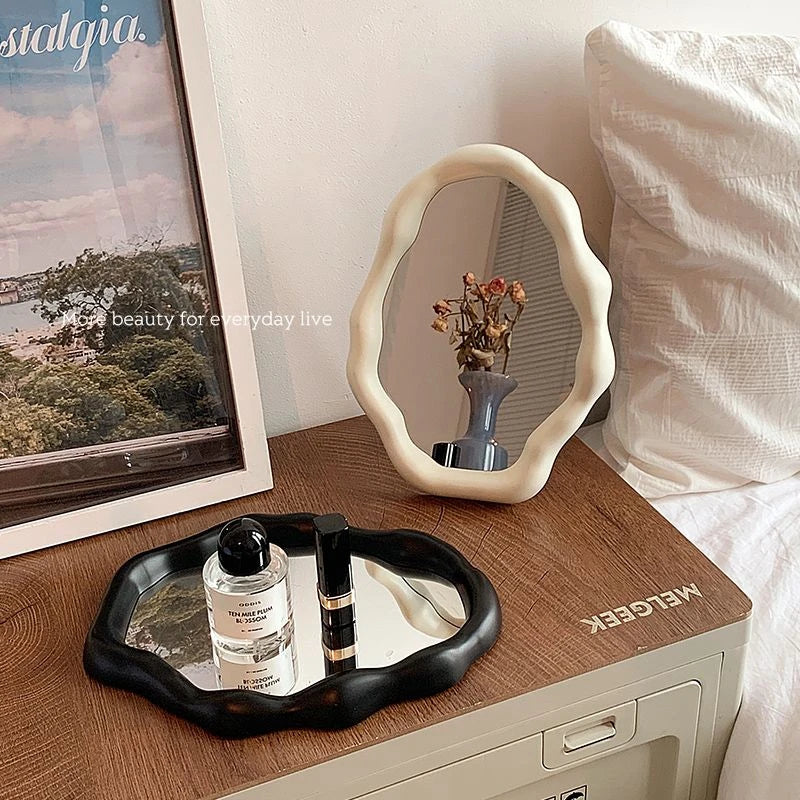 Irregular Wave Desktop Makeup Mirror Decorative Vanity Cosmetic Home Decor