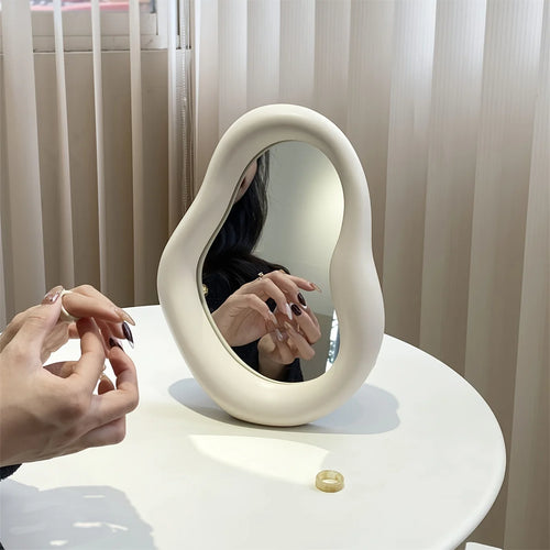 Ceramic Irregular Makeup Mirror Simple Aesthetic Desktop Vanity