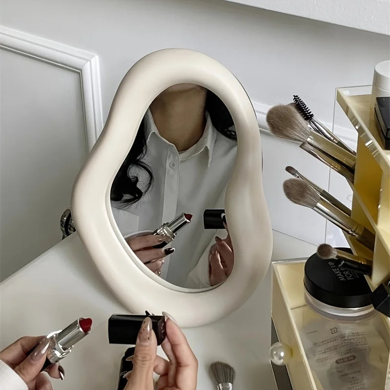 Ceramic Irregular Makeup Mirror Simple Aesthetic Desktop Vanity
