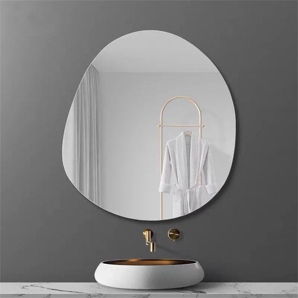 Irregular Frameless Wall Mirror for Bedroom Living Room Decor Silver