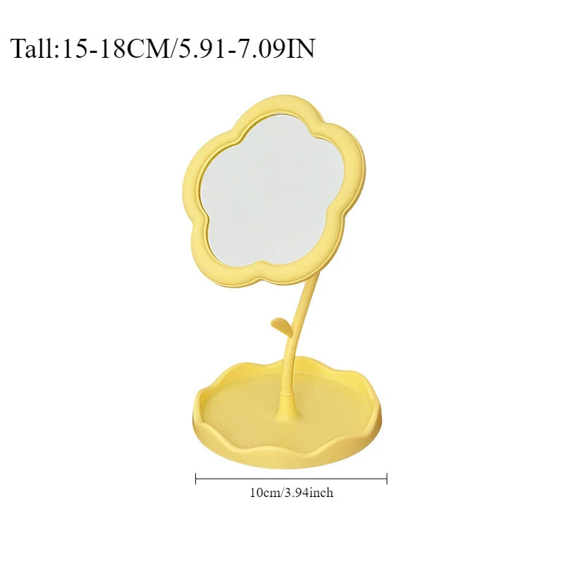 Round Desktop Vanity Mirror Creative Dorm Room Decor Plastic Makeup Mirror