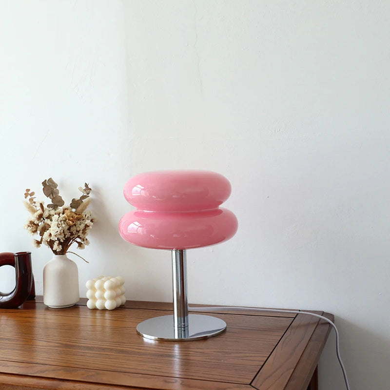 CENSEE Macaron Glass Table Lamp With LED Bulb Trichromatic Dimming 28cm Height Silver