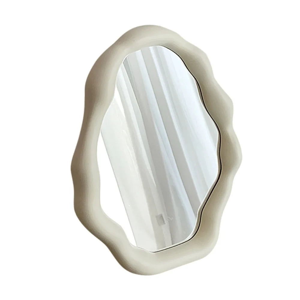 Cloud-Shaped Makeup Mirror Irregular Cream Style Standing Dresser French Home Decor
