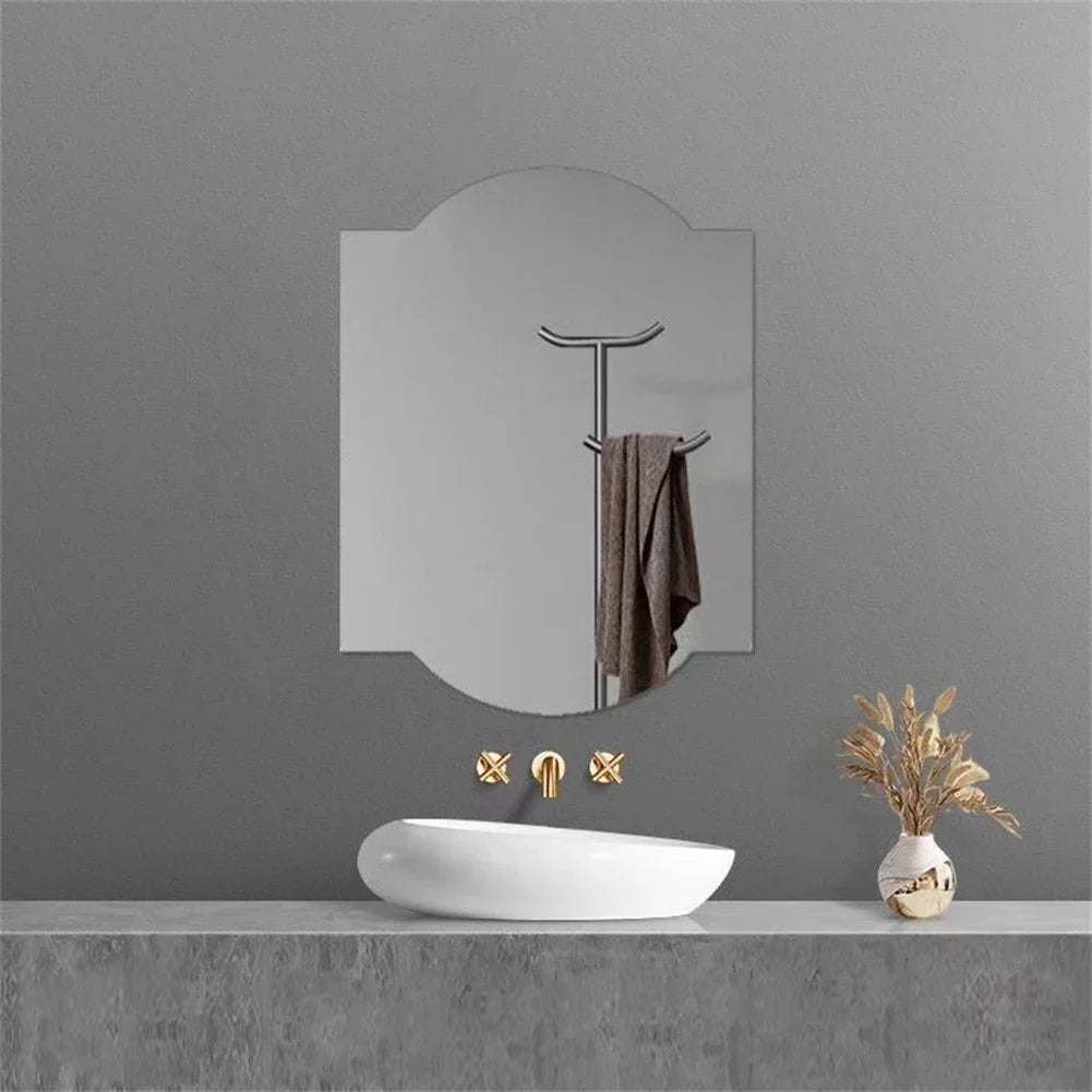 Irregular Frameless Wall Mirror for Bedroom Living Room Decor Silver