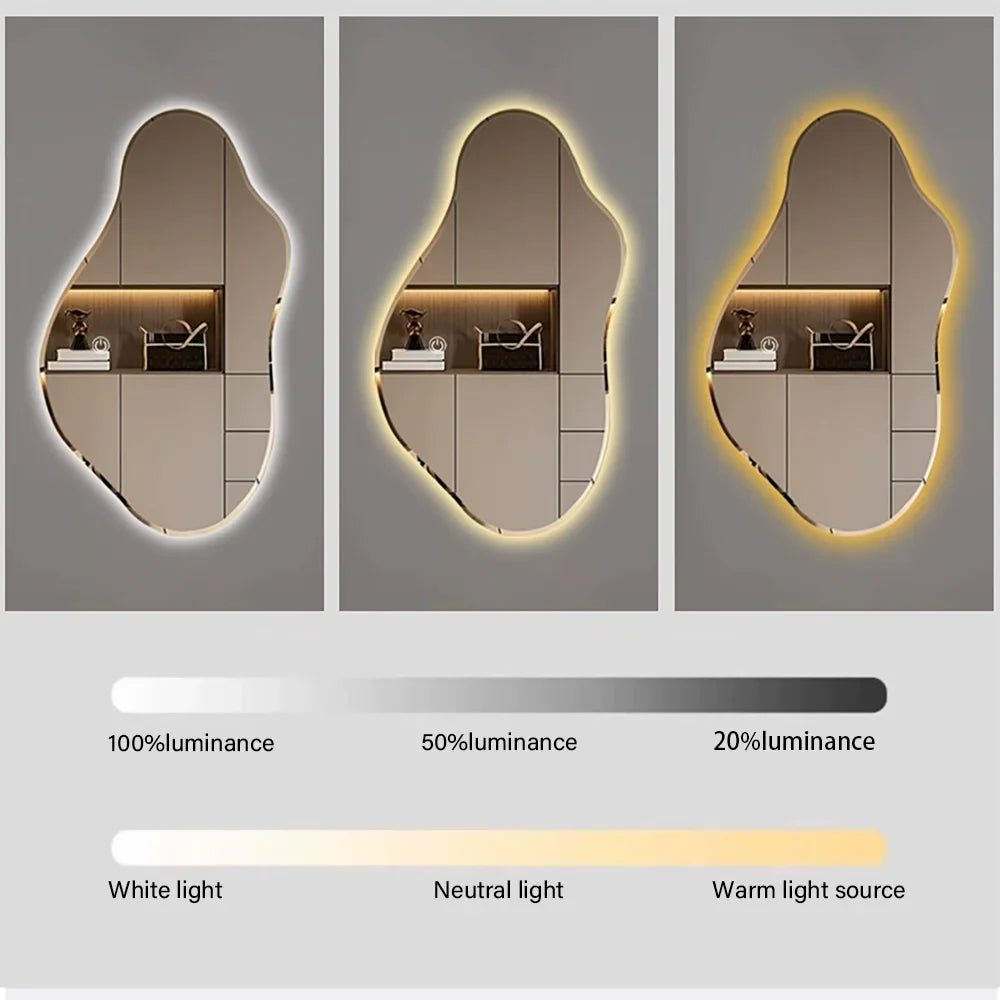 Nordic Irregular Wall Mirror for Bathroom Bedroom Vanity Glass Decor