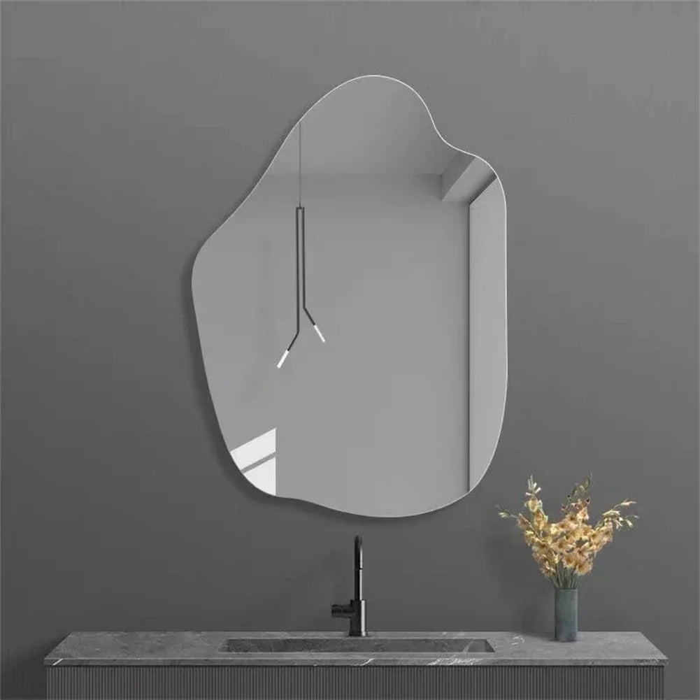 Irregular Frameless Wall Mirror for Bedroom Living Room Decor Silver