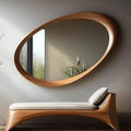Mid-Century Zen Solid Wood Irregular Wall Mirror 90x60cm