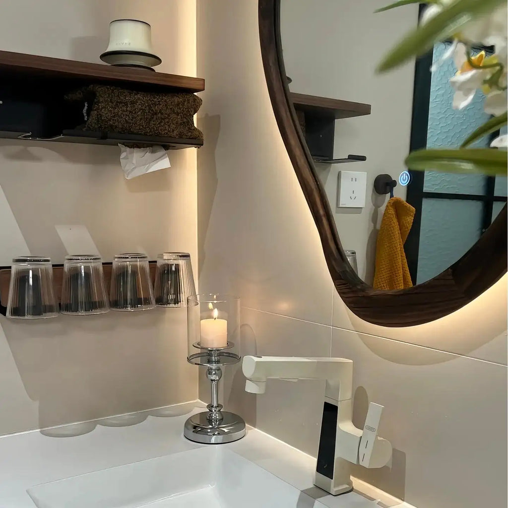 Irregular Wooden Wall Mirror Decorative Bathroom Home Hotel Use