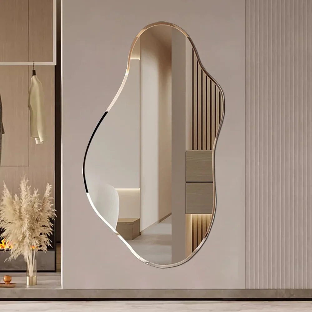 Nordic Irregular Wall Mirror for Bathroom Bedroom Vanity Glass Decor