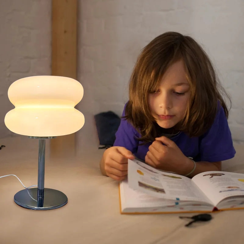 CENSEE Macaron Glass Table Lamp With LED Bulb Trichromatic Dimming 28cm Height Silver