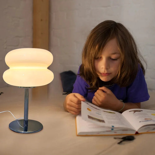 CENSEE Macaron Glass Table Lamp With LED Bulb Trichromatic Dimming 28cm Height Silver