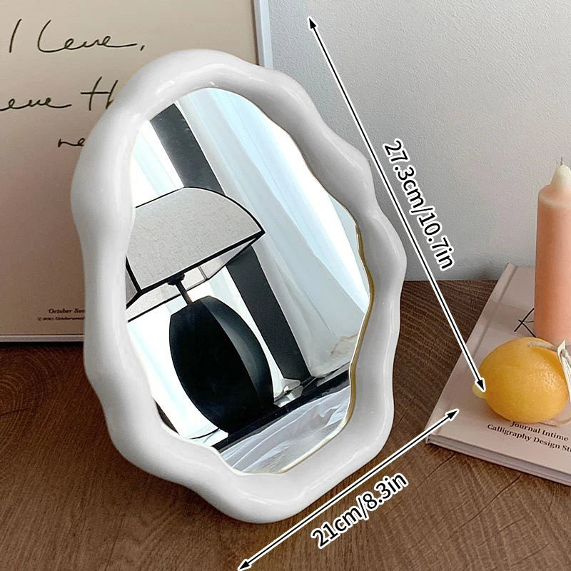 Irregular Wave Desktop Makeup Mirror Decorative Vanity Cosmetic Home Decor