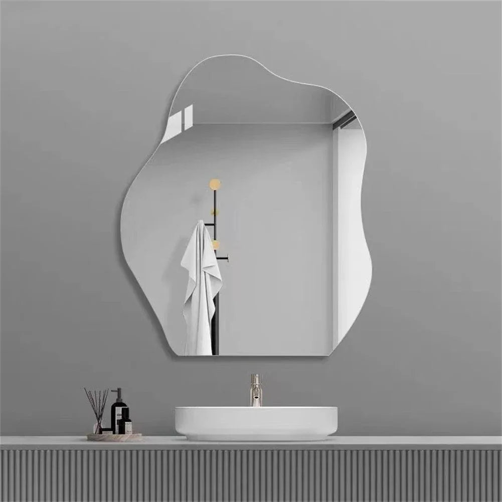 Irregular Frameless Wall Mirror for Bedroom Living Room Decor Silver