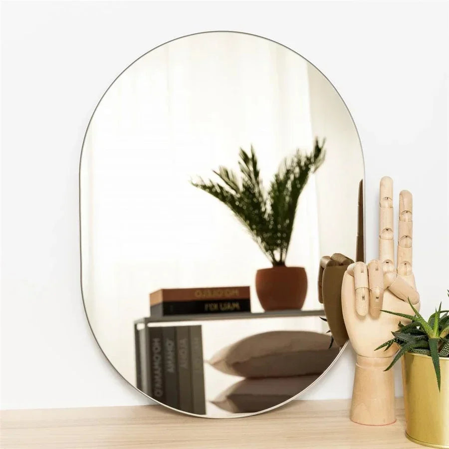 Modern Frameless Wall Mirror 30x40cm Bathroom Bedroom Decor White