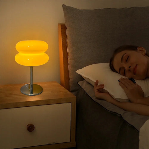 CENSEE Macaron Glass Table Lamp With LED Bulb Trichromatic Dimming 28cm Height Silver