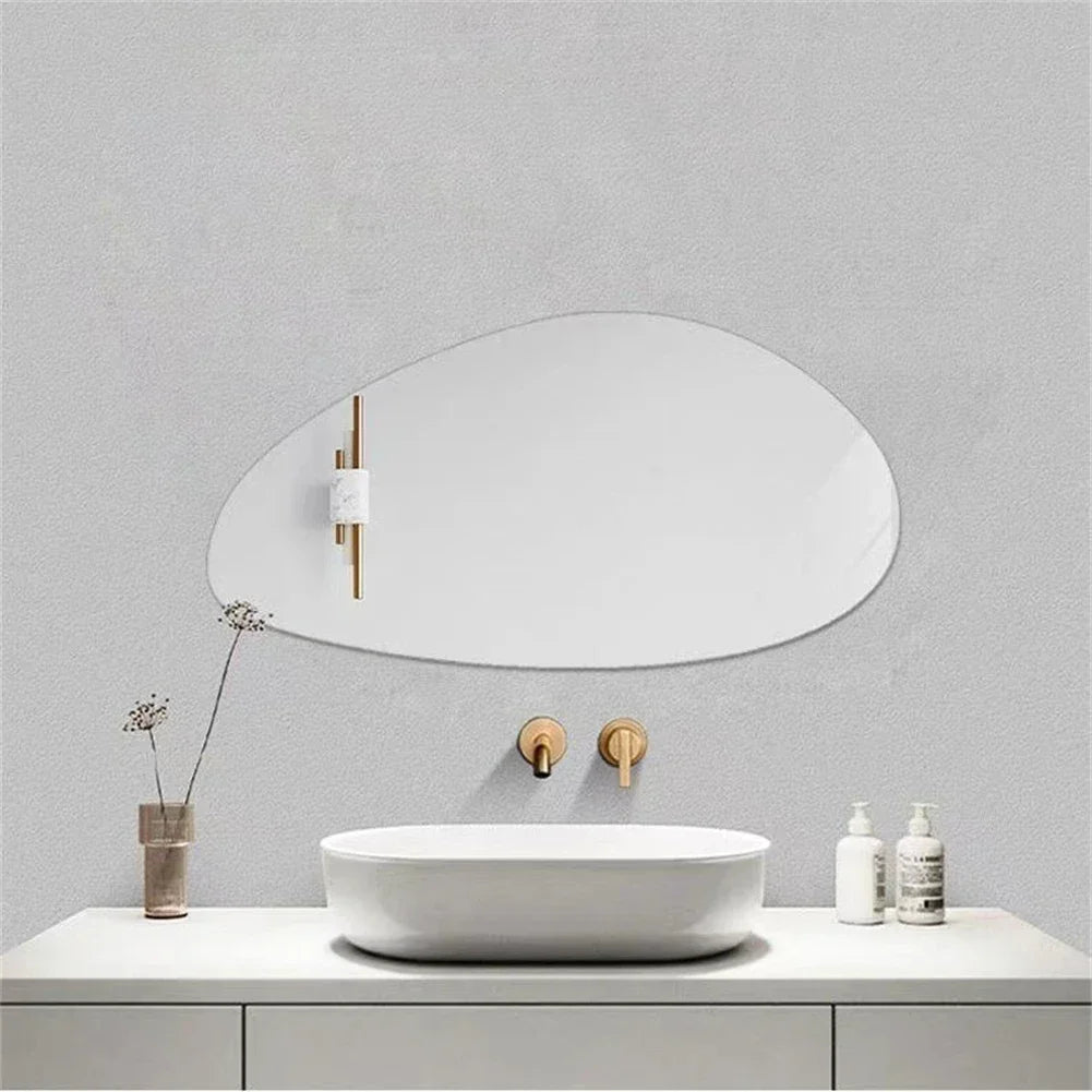 Irregular Frameless Wall Mirror for Bedroom Living Room Decor Silver
