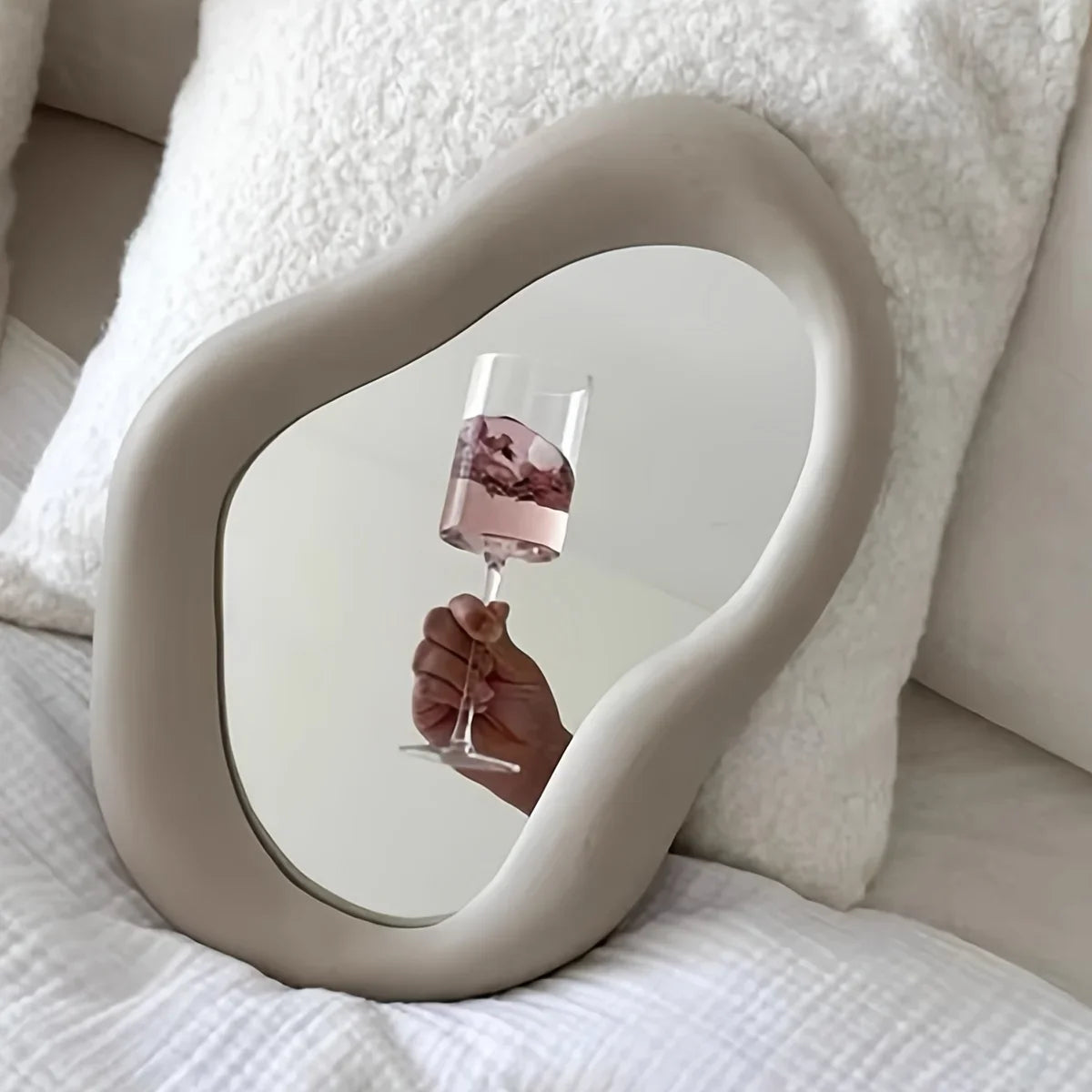 Ceramic Irregular Makeup Mirror Simple Aesthetic Desktop Vanity