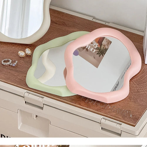 Cloud-Shaped Makeup Mirror Irregular Cream Style Standing Dresser French Home Decor