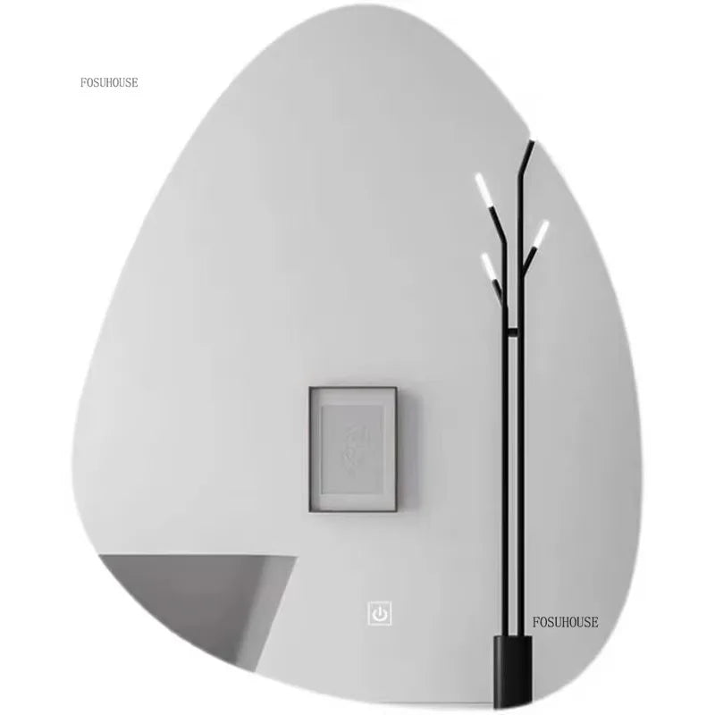 Water Drop Shape LED Bathroom Mirror Touch Screen Backlit Anti-Fog Wall-Mounted 50x70cm