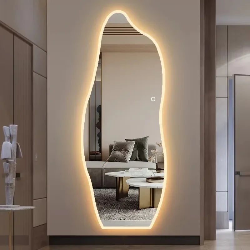 Irregular LED Bathroom Mirror Touch Screen Backlit Anti-Fog Wall-Mounted 50x150cm