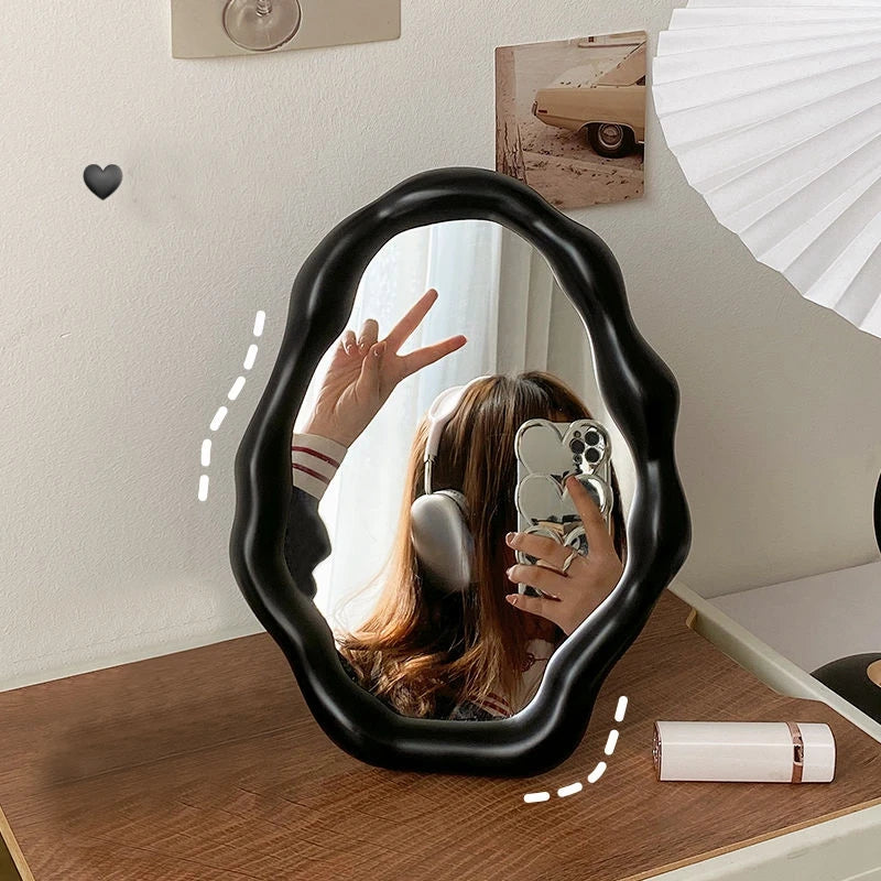 Irregular Wave Desktop Makeup Mirror Decorative Vanity Cosmetic Home Decor