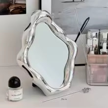Corrugated Irregular Electroplated Makeup Mirror for Women Silver