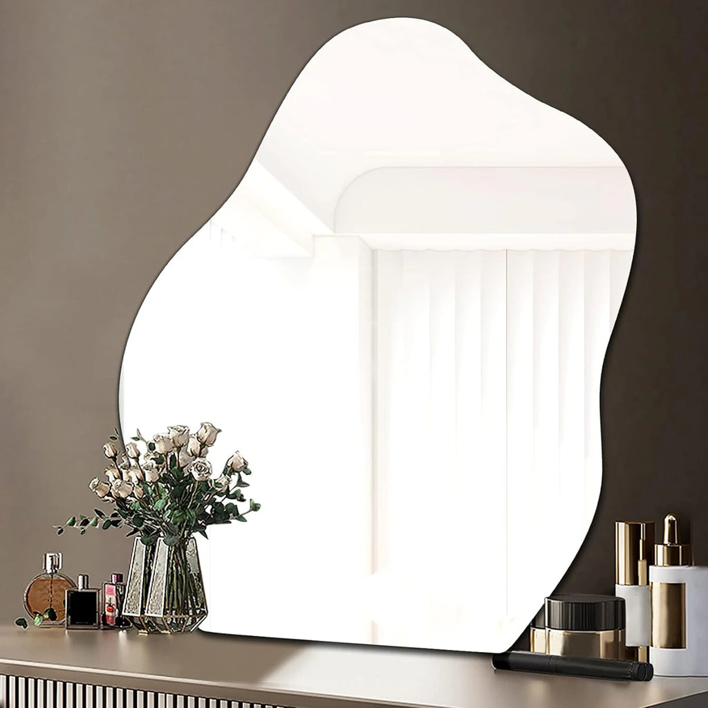 Self Adhesive Irregular Wall Mirror 38×47.8cm Frameless No Drill Stick On Decorative