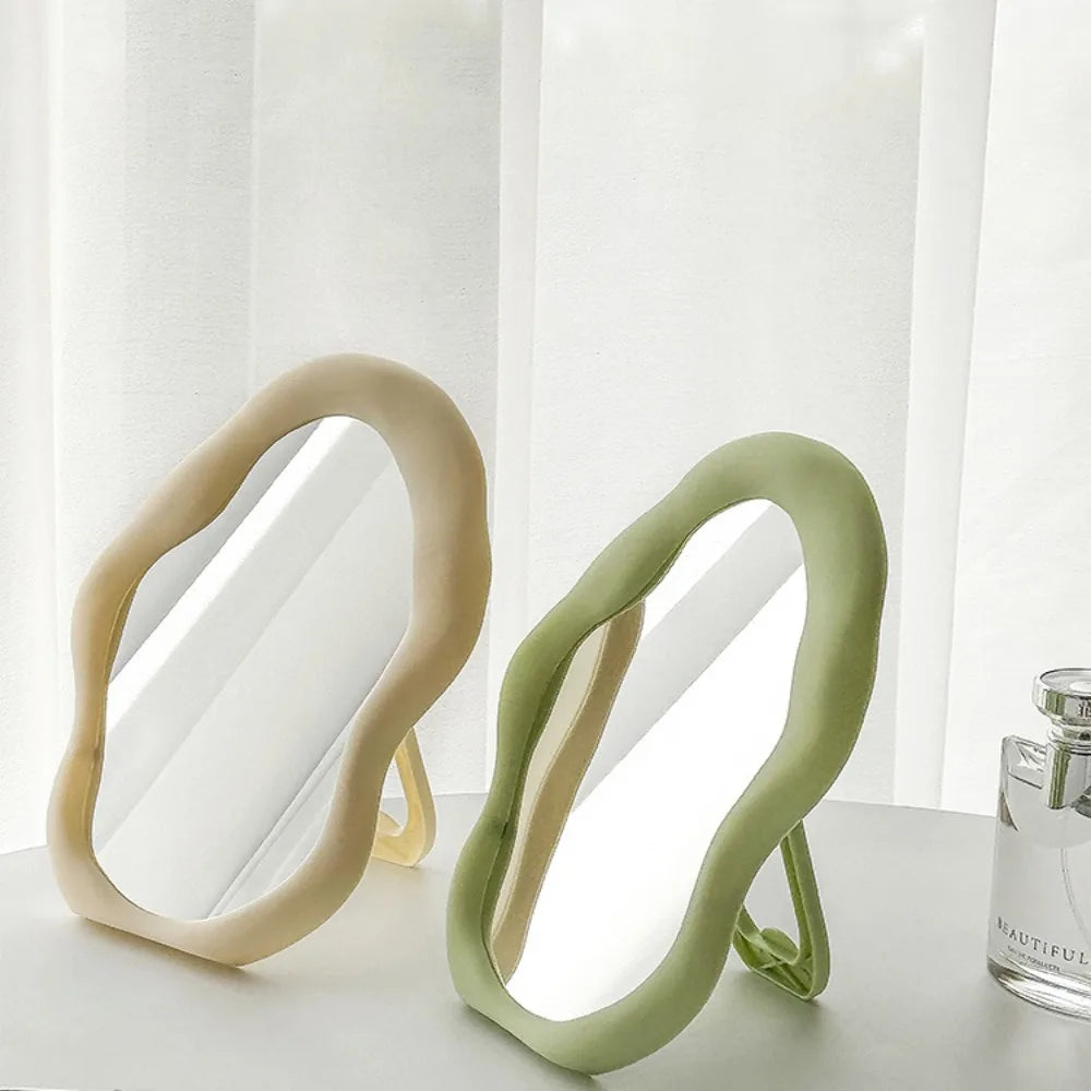 Cloud-Shaped Makeup Mirror Irregular Cream Style Standing Dresser French Home Decor