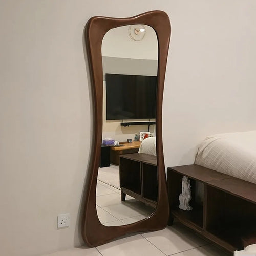 Funky Irregular Floor Mirror Wooden Frame Standing Living Room Bedroom Decor