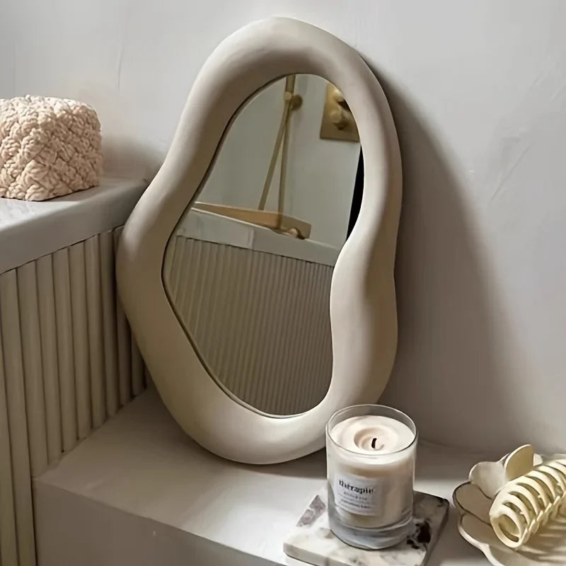 Ceramic Irregular Makeup Mirror Simple Aesthetic Desktop Vanity