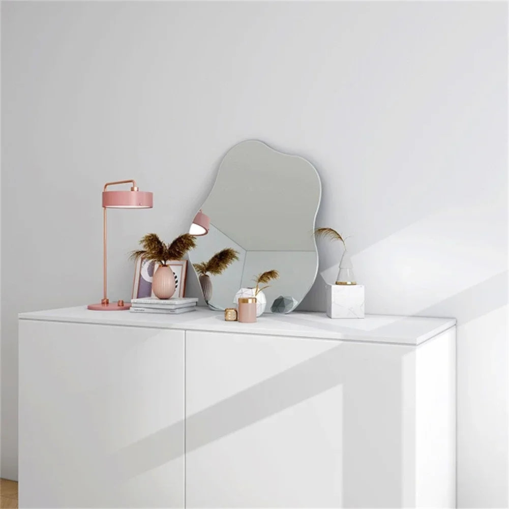 Irregular Frameless Wall Mirror for Bedroom Living Room Decor Silver