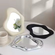 Corrugated Irregular Electroplated Makeup Mirror for Women Silver