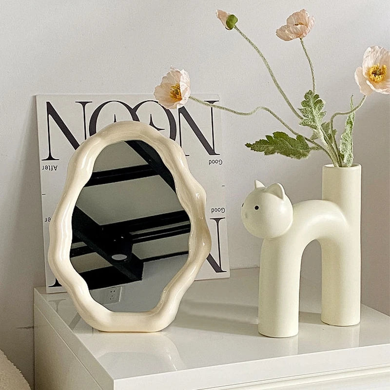 Irregular Wave Desktop Makeup Mirror Decorative Vanity Cosmetic Home Decor